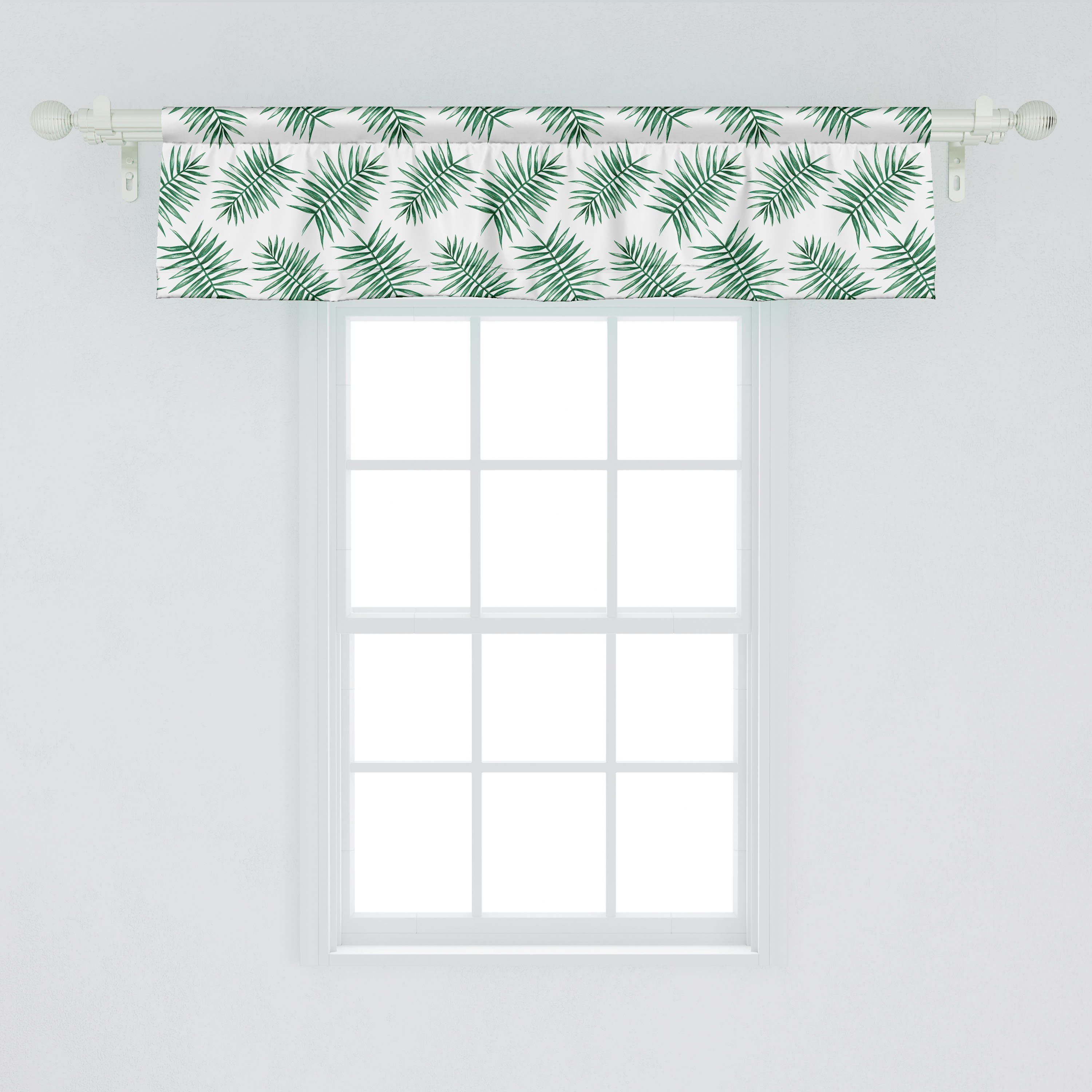 Volant Abakuhaus, Dekor für Palm Küche mit Scheibengardine Grün Schlafzimmer Aquarell Tropical Microfaser, Stangentasche, Vorhang