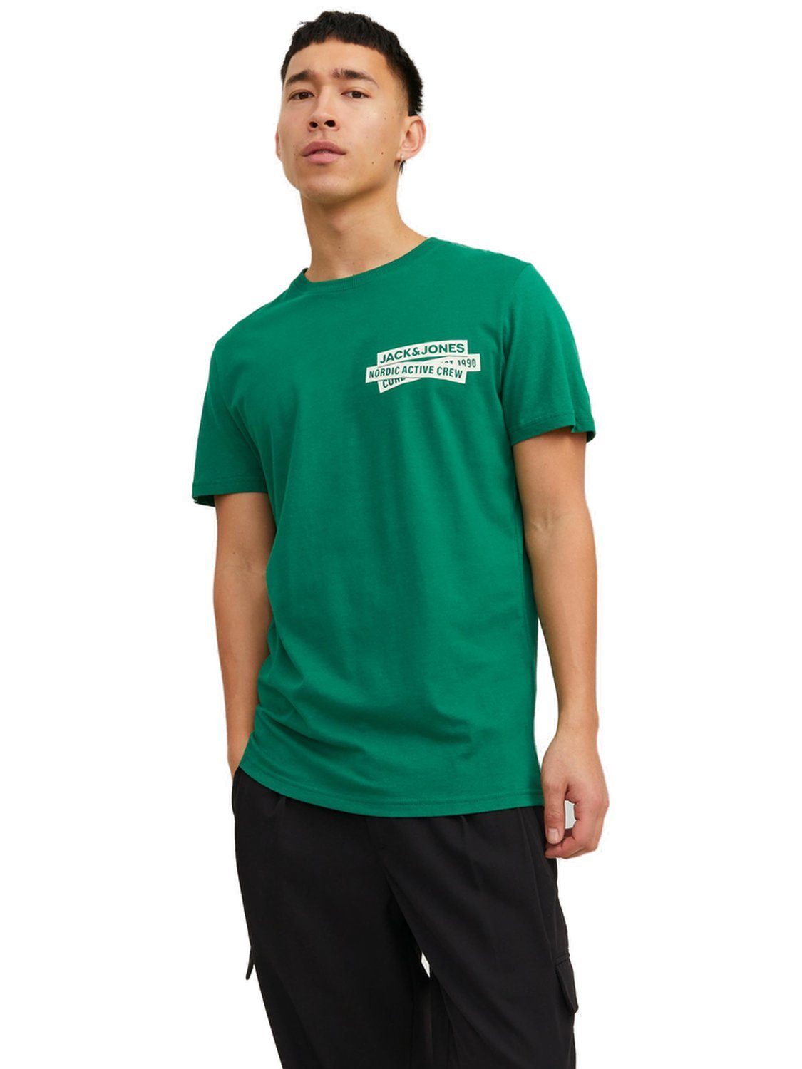 Jack & Jones T-Shirt JCOSPIRIT LOGO (1-tlg) aus Baumwolle Verdant Green 12235249