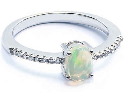 Goldene Hufeisen Silberring echter Opal Ring 925 Sterling-Silber Rhodiniert Damen Edelsteine, Damen-Schmuck mit Edelsteine