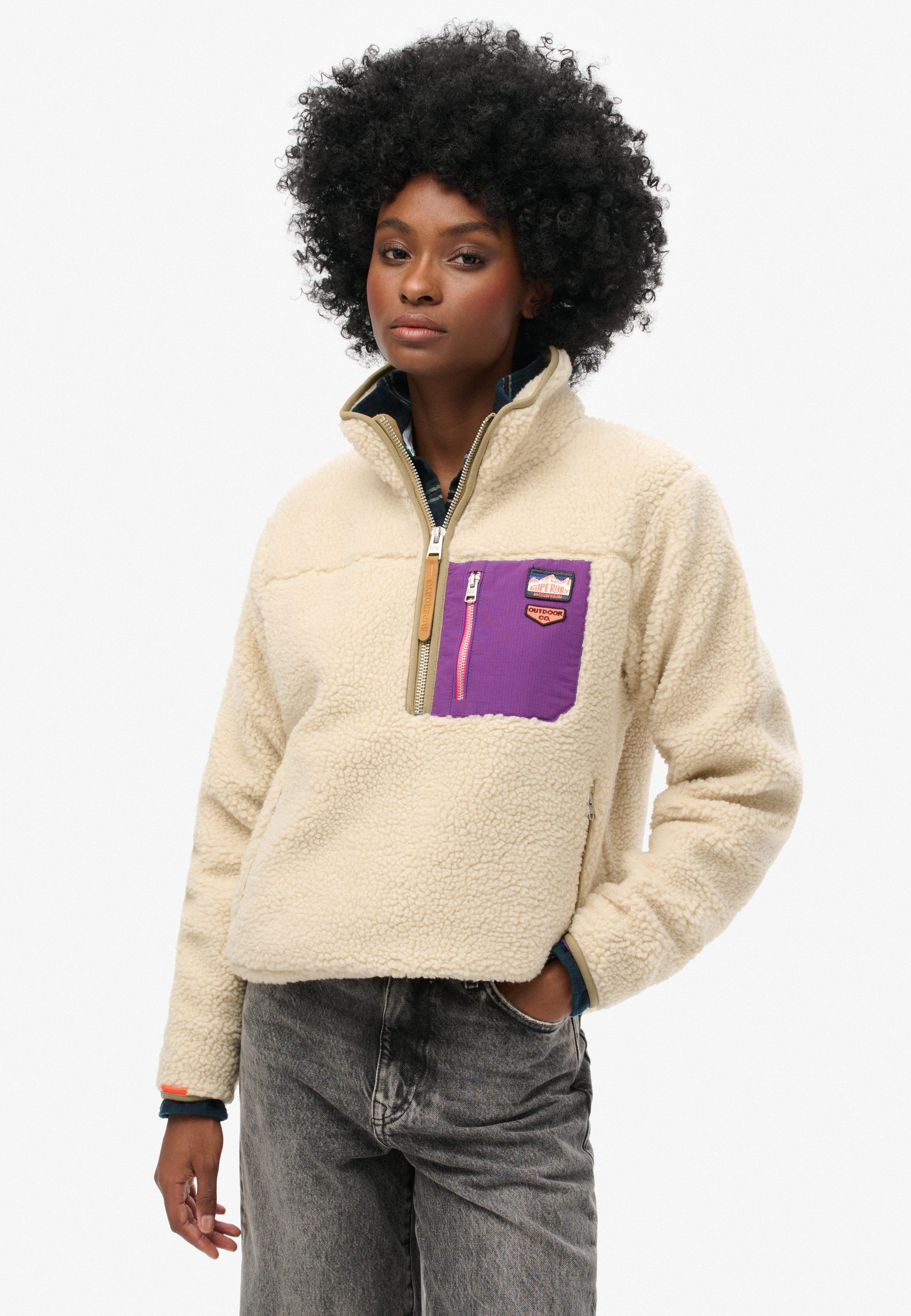 Superdry Fleecepullover VINTAGE RETRO HALF ZIP günstig online kaufen
