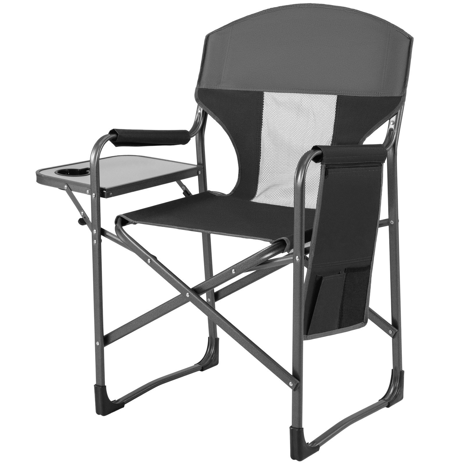 COSTWAY Regiestuhl, Campingstuhl klappbar mit Seitentisch, Getränkehalter