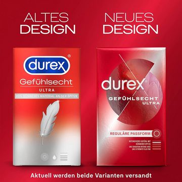 durex Kondome Gefühlsecht Ultra mit Silikongleitgel befeuchtet & extra dünner Spitze für intensives Gefühl, 8 St.