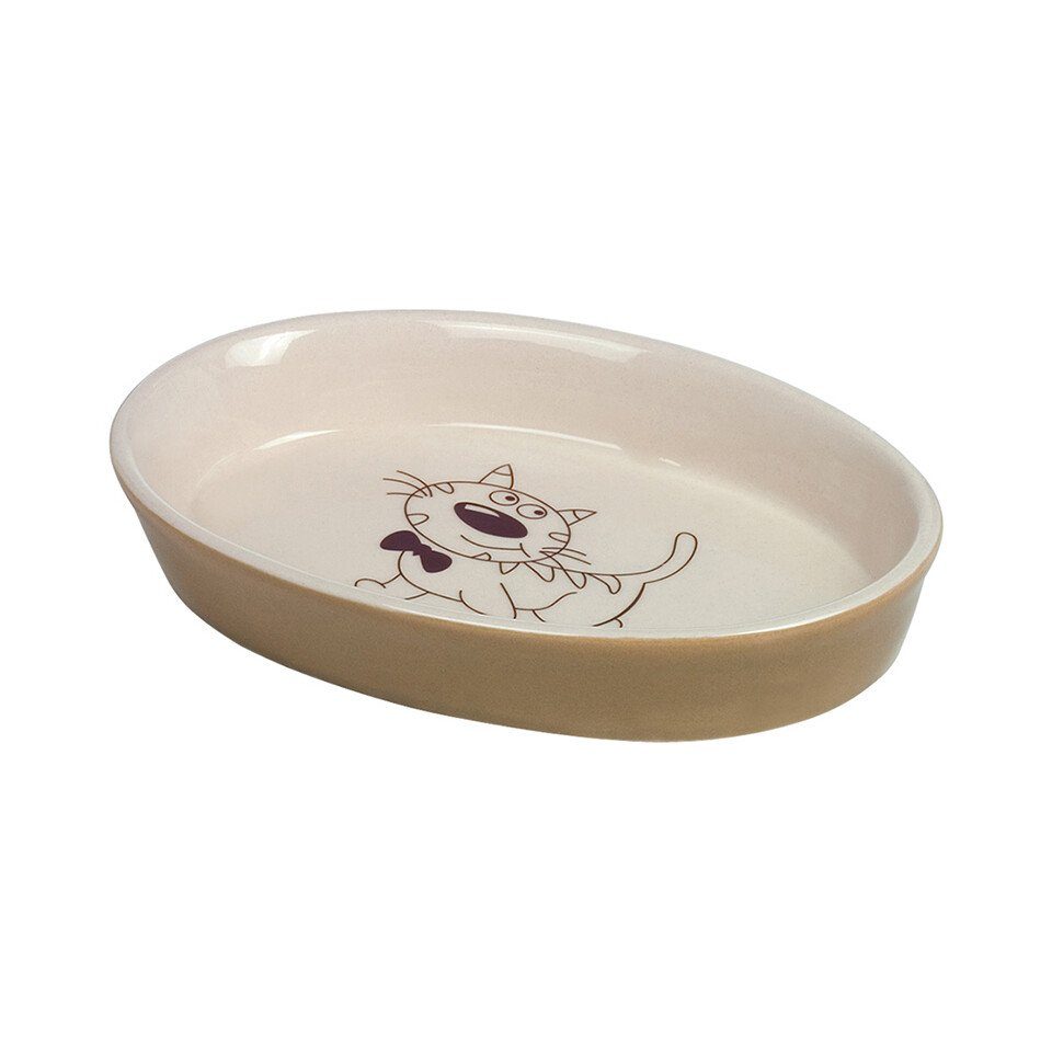 Nobby Futternapf Katzen Keramik Schale oval hellbraun/beige