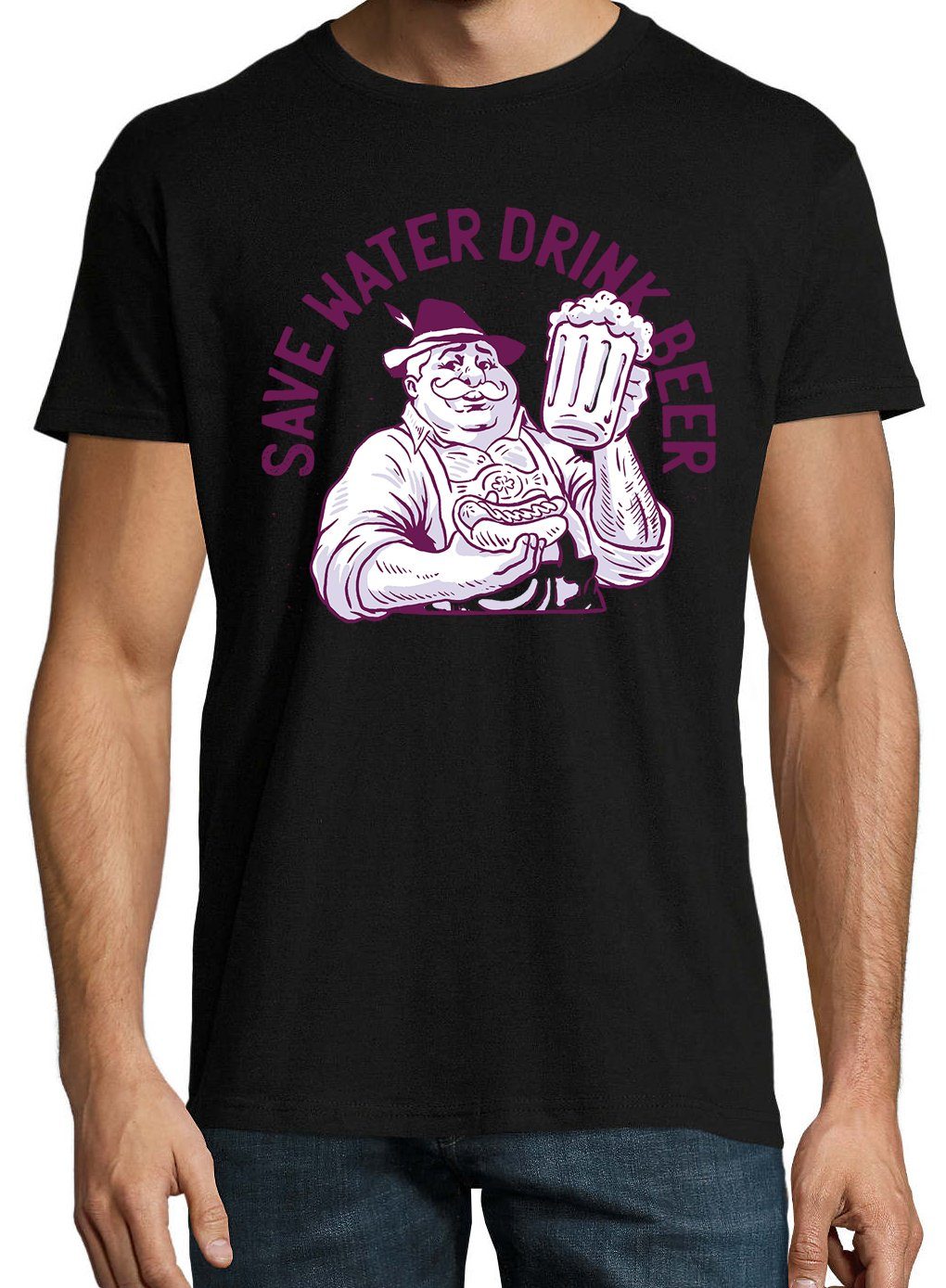 Youth Designz Beer Schwarz Frontprint mit trendigem Herren T-Shirt Water, Save Drink Shirt