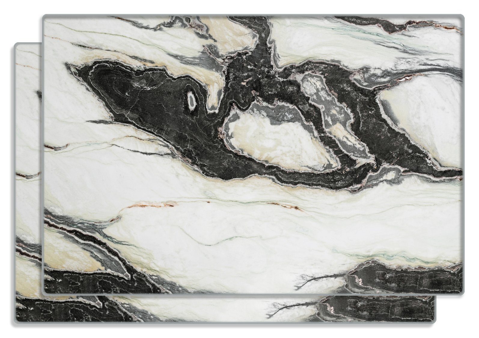 Wallario Frühstücksbrett Schwarz-Weiße Marmor-Optik, ESG-Sicherheitsglas, (inkl. rutschfester Gummifüße 4mm, 2-St), 20x30cm