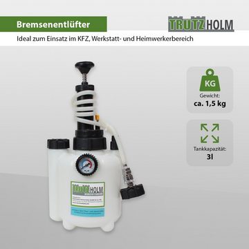 TRUTZHOLM Druckluftgeräte-Set Bremsenentlüfter Bremsenentlüftungsgerät Bremsflüssigkeit 3L Behälter, Produkt, 1-tlg., robuster Kunststoff