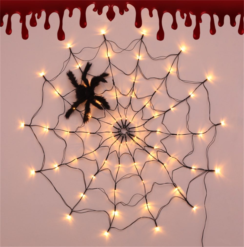 Warmweiß Oneid Halloween LED dekoSpinnennetz Lichterkette Lichter-Lichterketten