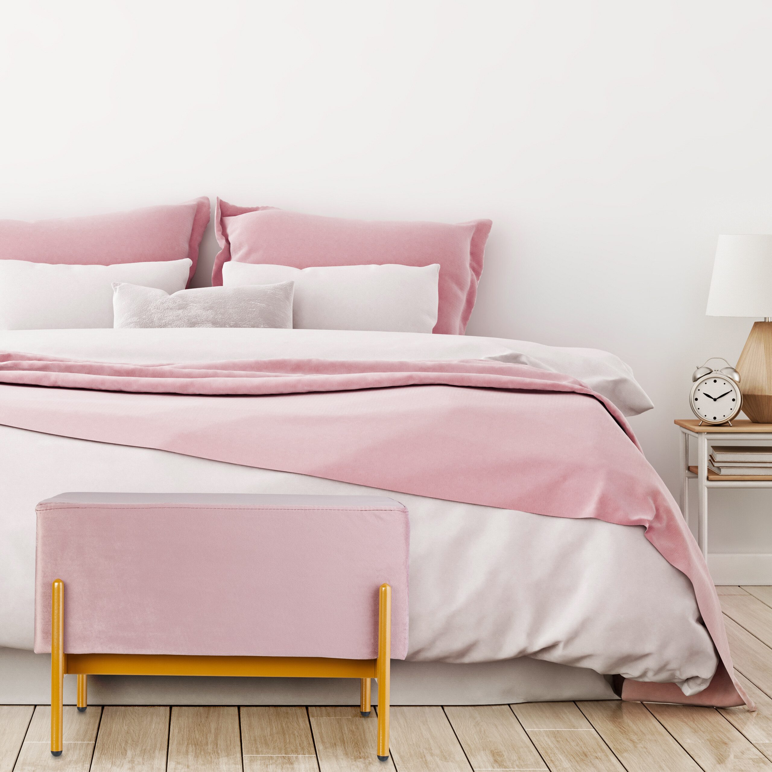 relaxdays Sitzbank aus Samt, Rosa