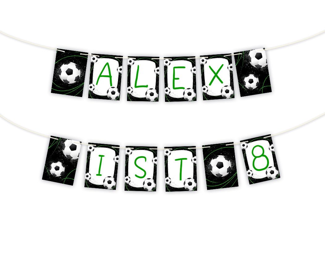 JUNAPACK Papierdekoration Party Set Deko Girlande Konfetti Tischset Kinder Geburtstag Fußball, Party Set mit Girlande, Konfetti und Tischsets Fußball