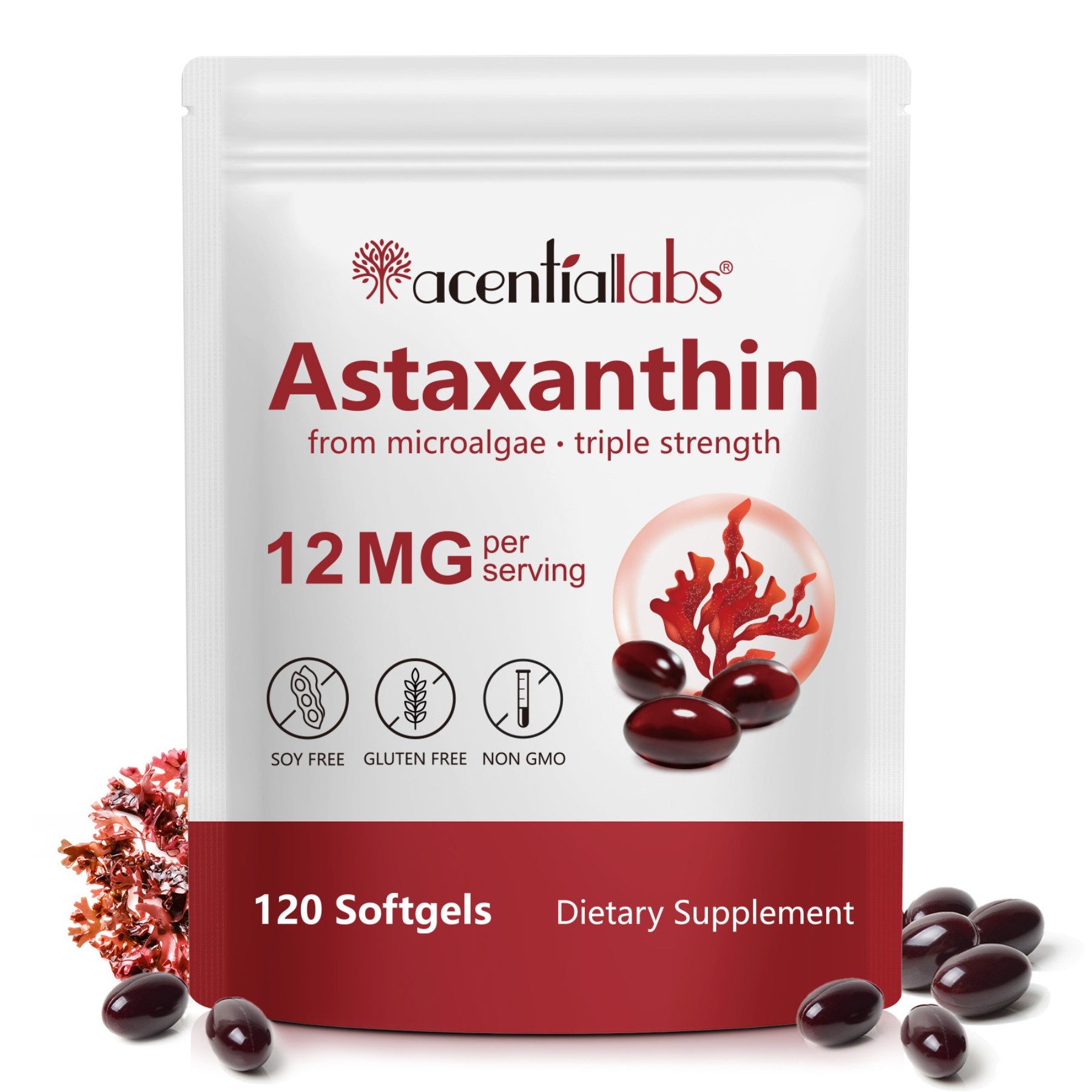 ALIVER Astaxanthin Hochdosiert Antioxidans Immunsystem Algenextrakt 120 Softgels, Astaxanthin, Antioxidans, Immunsystem, Softgels