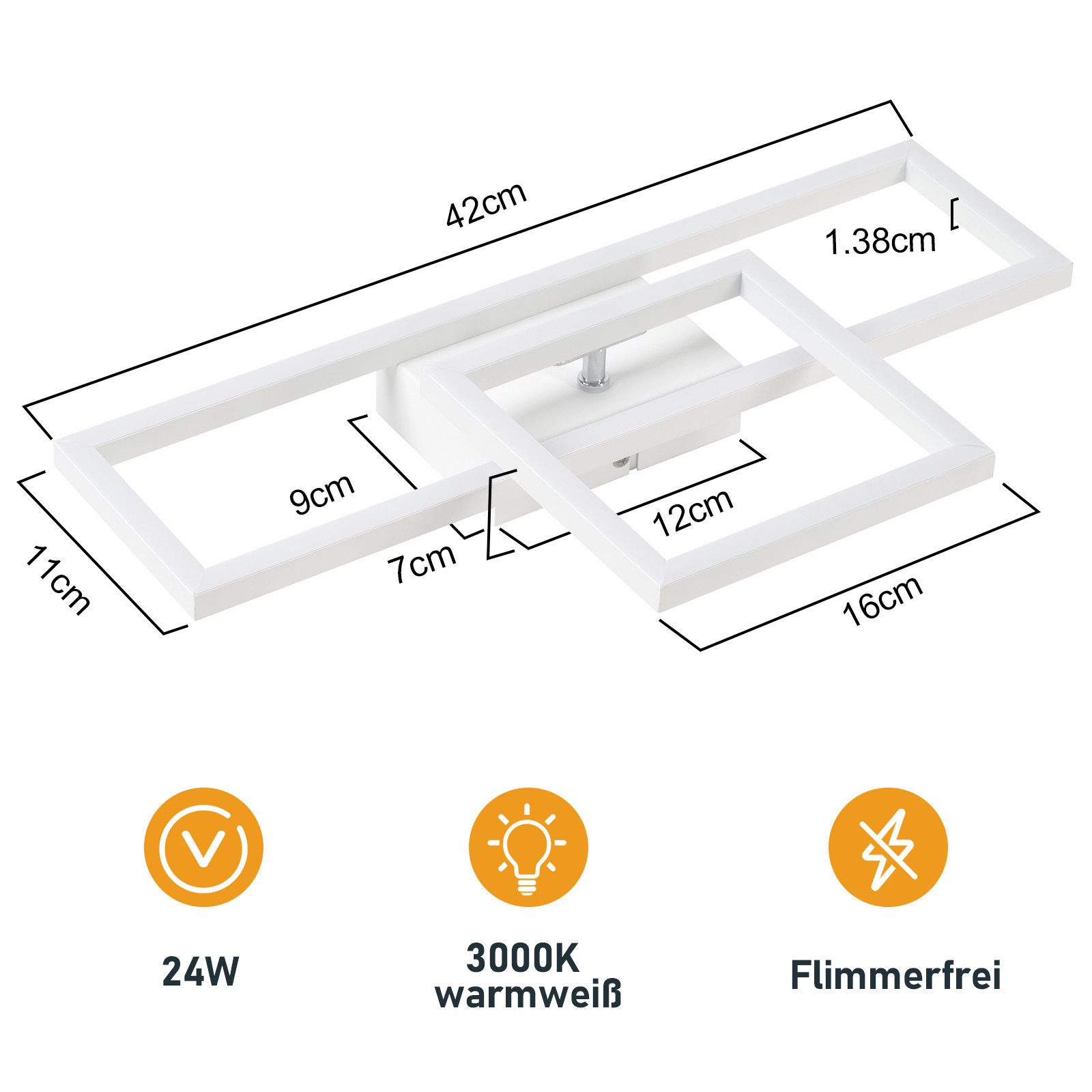 ZMH LED Deckenleuchte Wohnzimmer- Schwarz/Weiß 2 günstig online kaufen