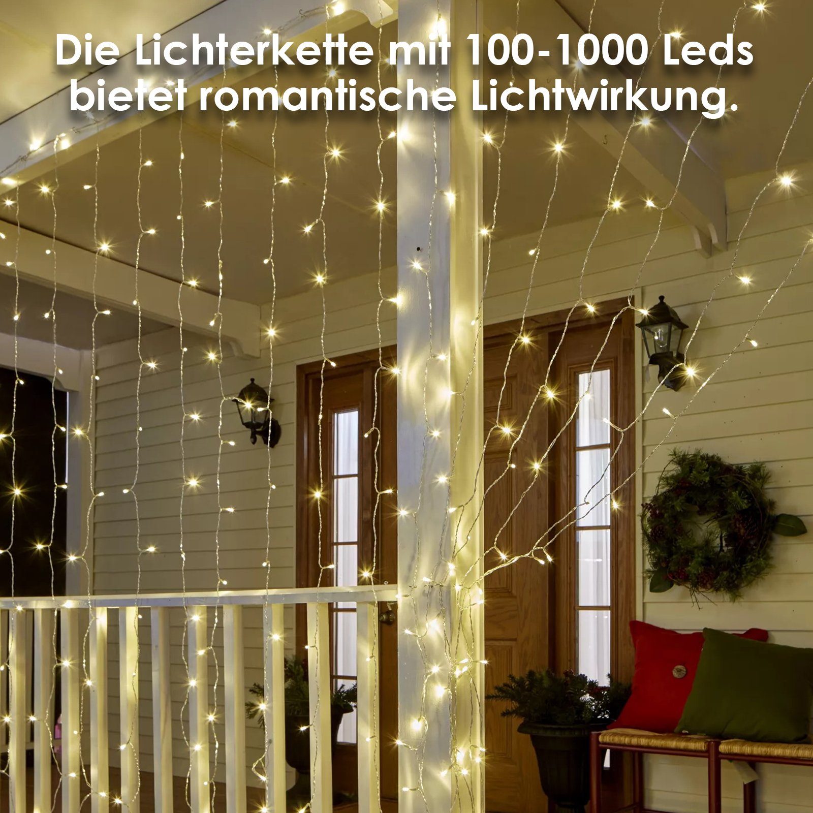 Weihnachtsdeko Warmweiß 10-200M Lichterkette LED-Lichterkette Wasserdicht Lichtervorhang Innen, Außen Gimisgu LED