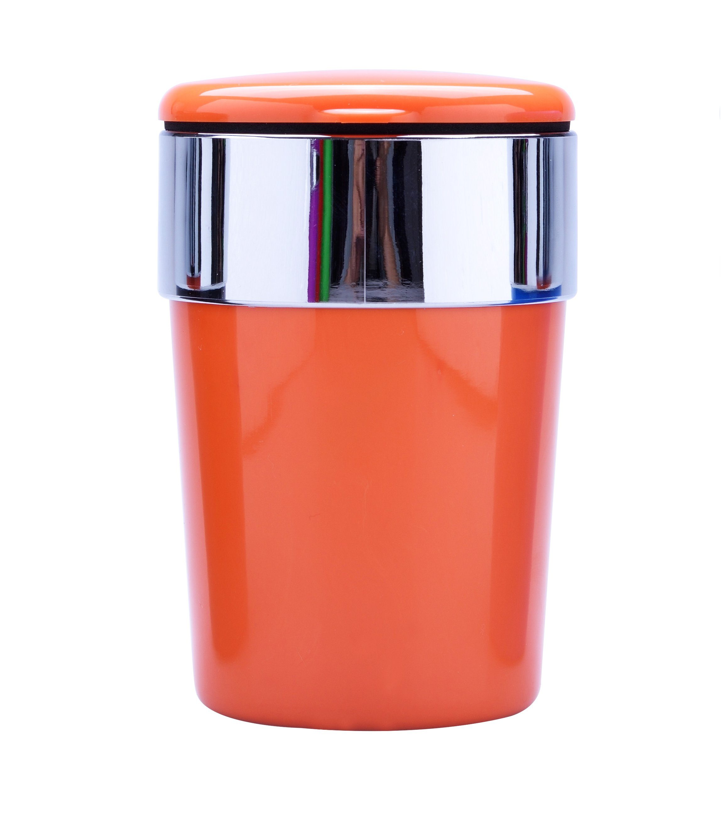 CHAMP Aschenbecher AUTO ASCHENBECHER mit Deckel für Getränkehalter LED Licht Autoaschenbecher Windaschenbech KFZ 57 (Orange)