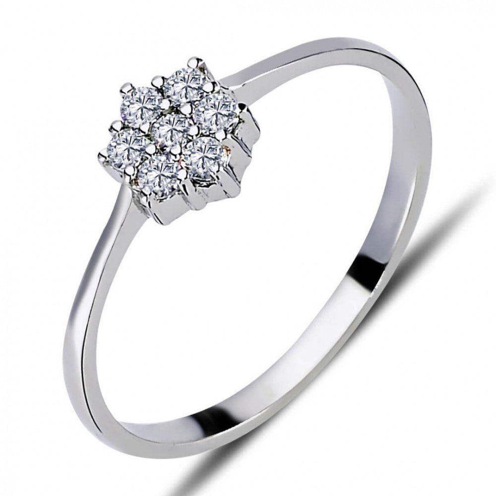 EinStein Diamant Diamantring 0,15 Carat Diamant Blume Ring 14 Karat Weißgold