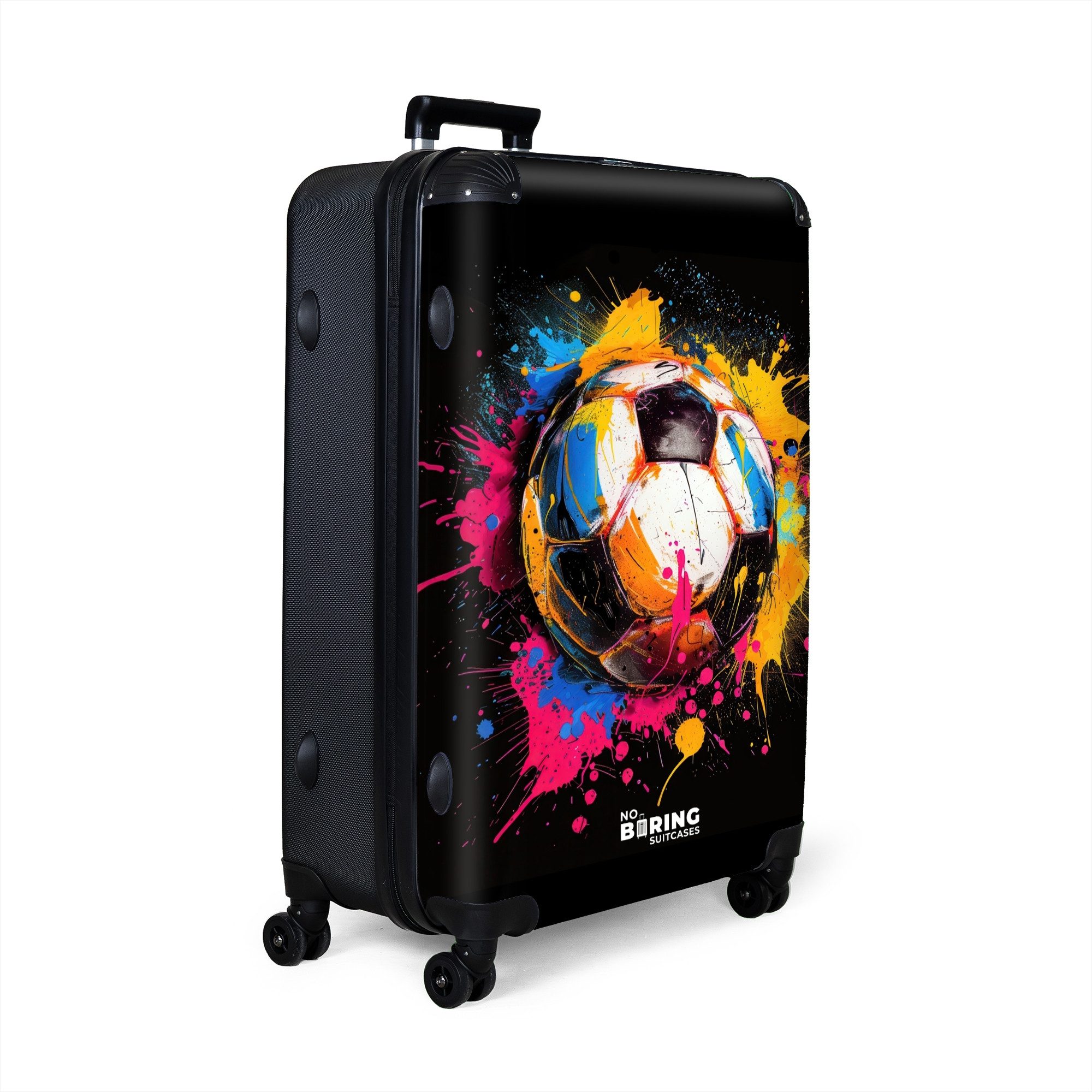 NoBoringSuitcases.com© Hartschalen-Trolley Fußball mit buntem Graffiti günstig online kaufen