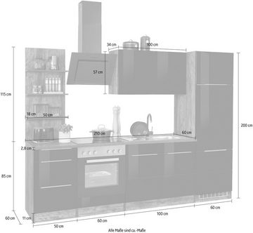 Kochstation Küchenzeile KS-Brindisi, mit E-Geräten, Breite 270 cm