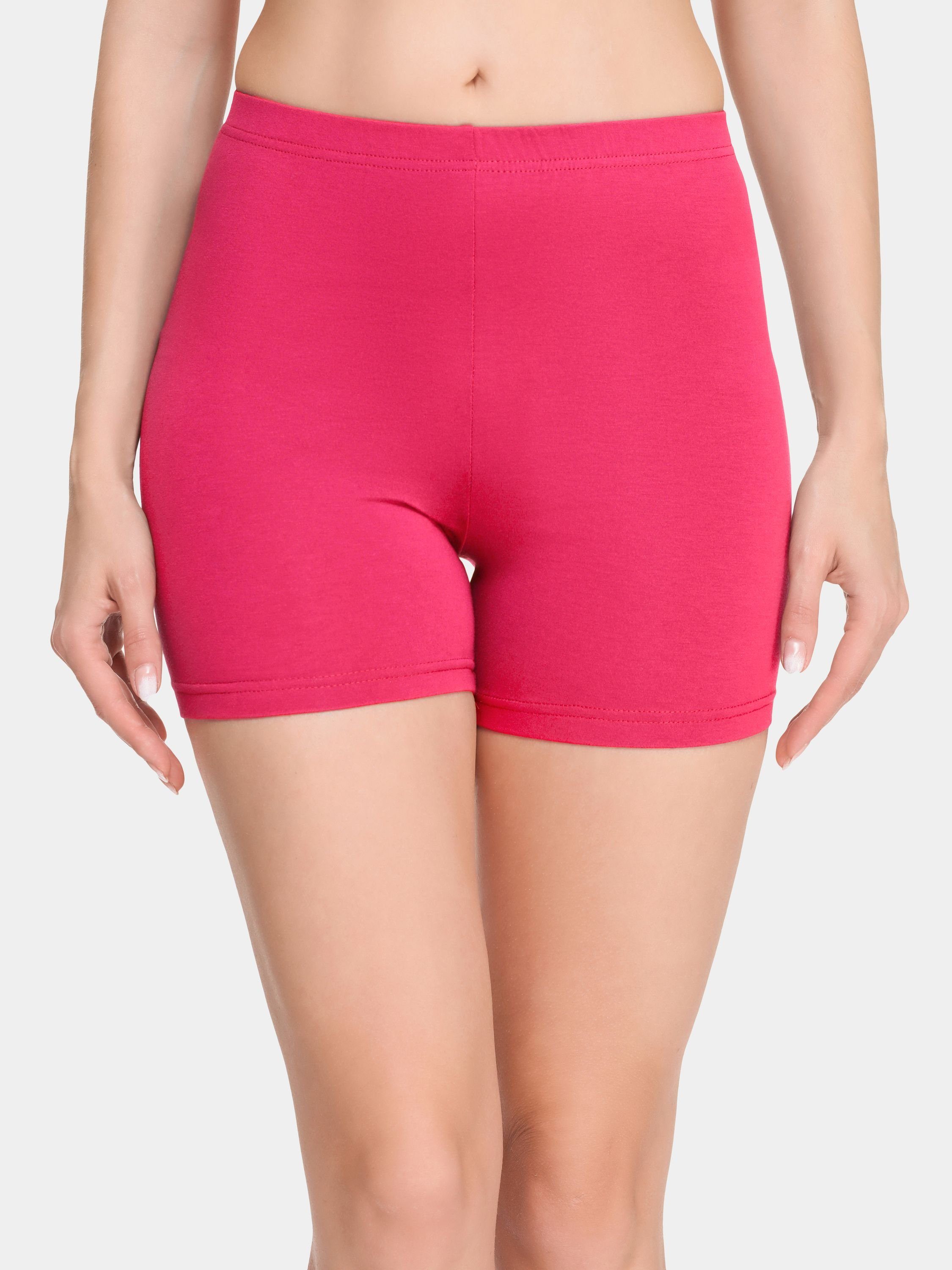 Merry Damen Radlerhose Hotpants elastischer Boxershorts Bund (1-tlg) Shorts Amaranth Unterhose Leggings Style MS10-392