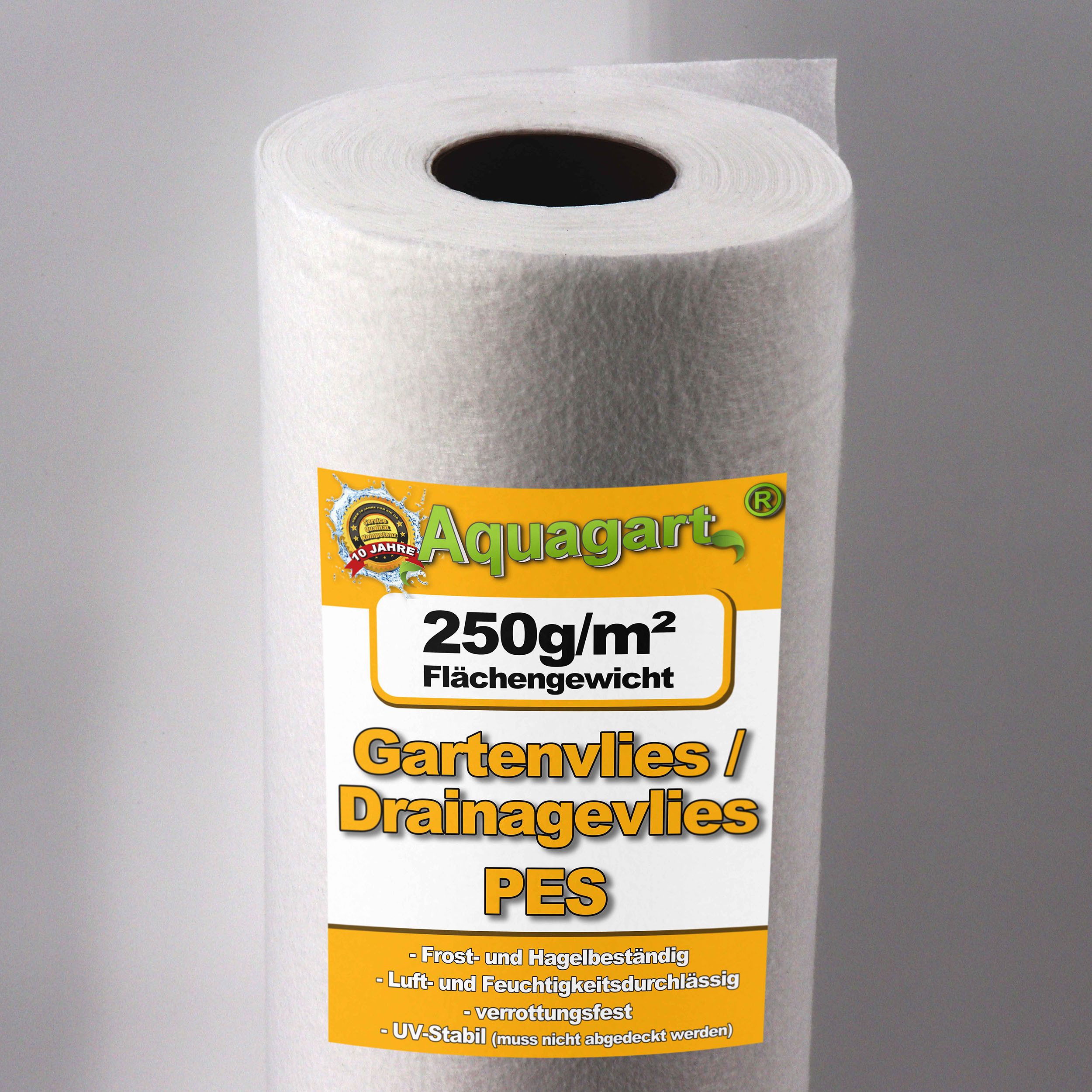 Aquagart Unkrautvlies 40m² Geotextilvlies Gartenvlies Unkrautvlies Teichvlies 250g 1,6m, (1-St)