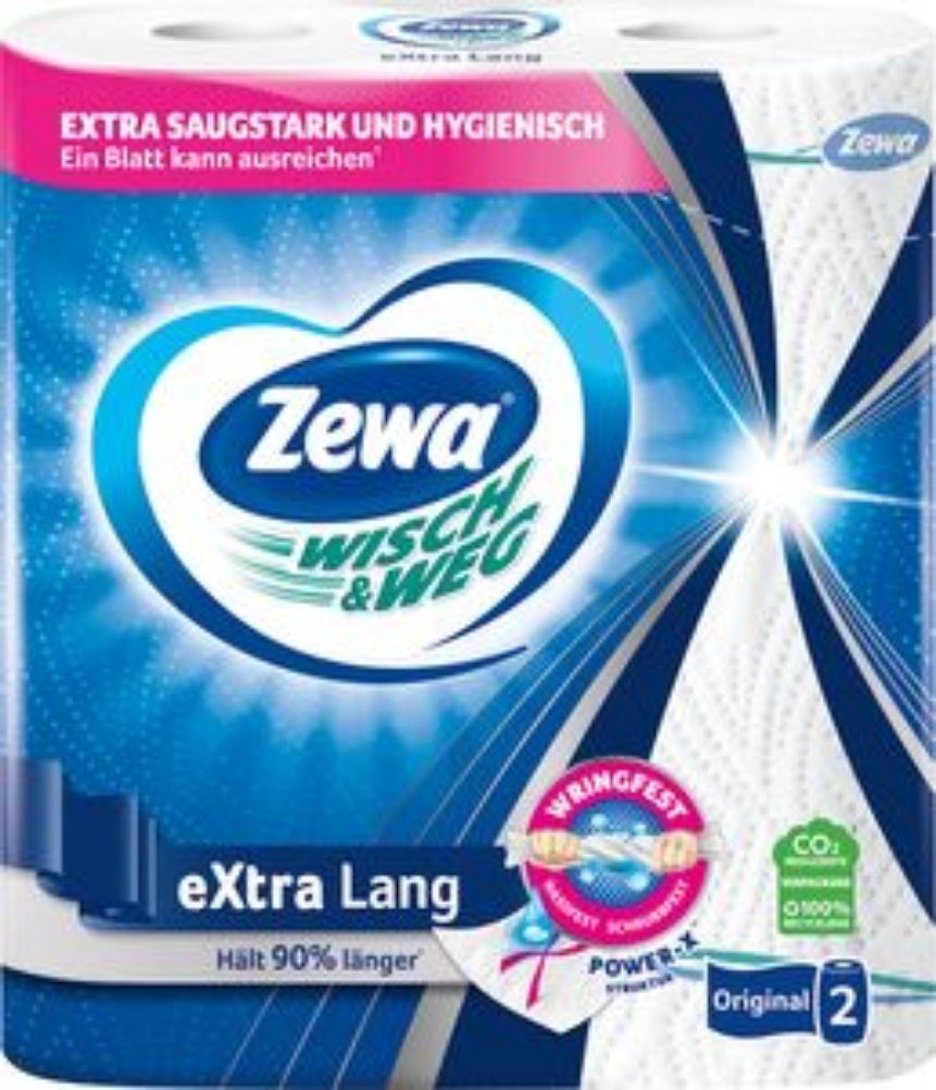 ZEWA Papierküchenrolle Zewa Wisch und Weg Riesen Küchenrollen Extra Lang, 3 x 2 Rollen (1-St)