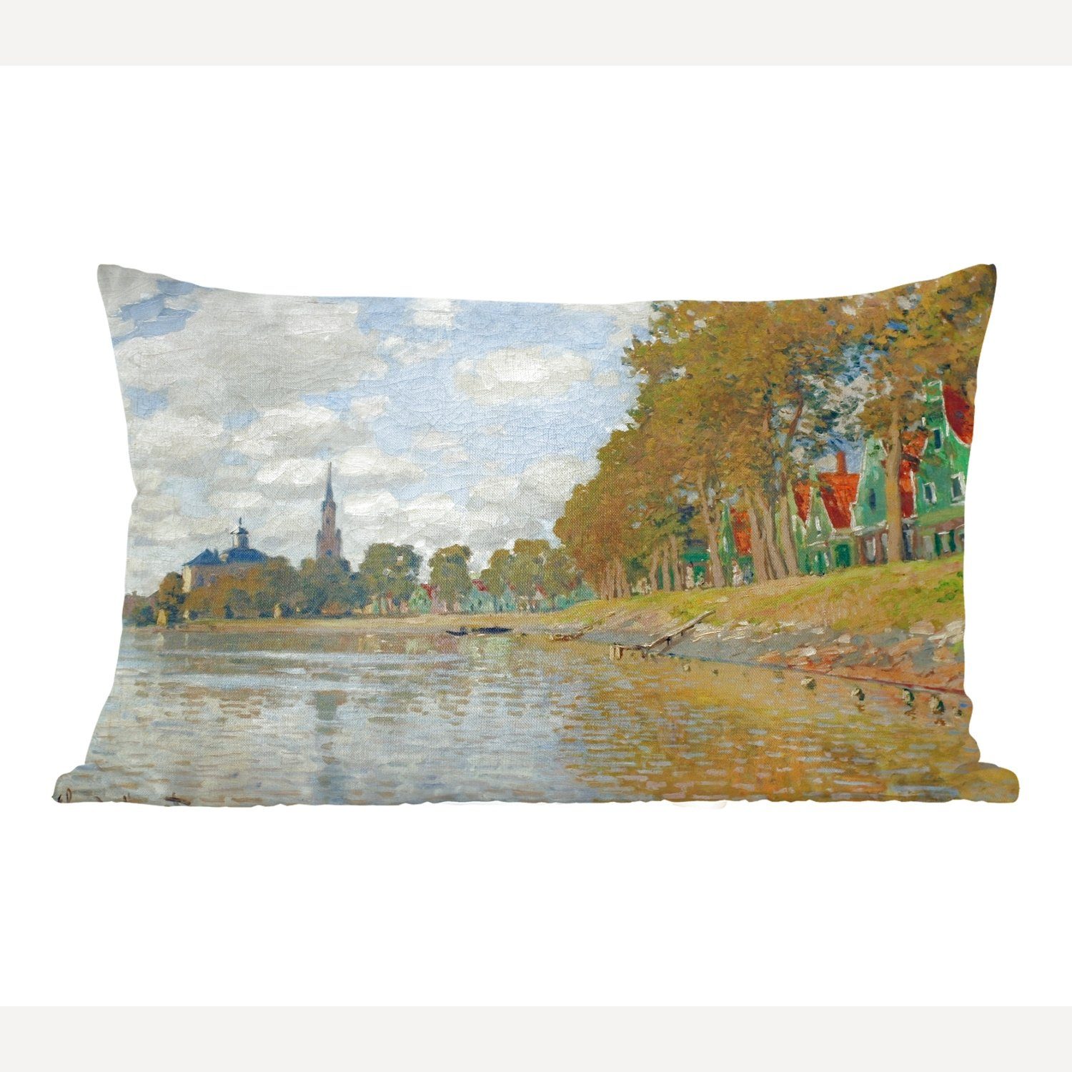 MuchoWow Dekokissen Zaandam - Gemälde von Claude Monet, Wohzimmer Dekoration, Zierkissen, Dekokissen mit Füllung, Schlafzimmer