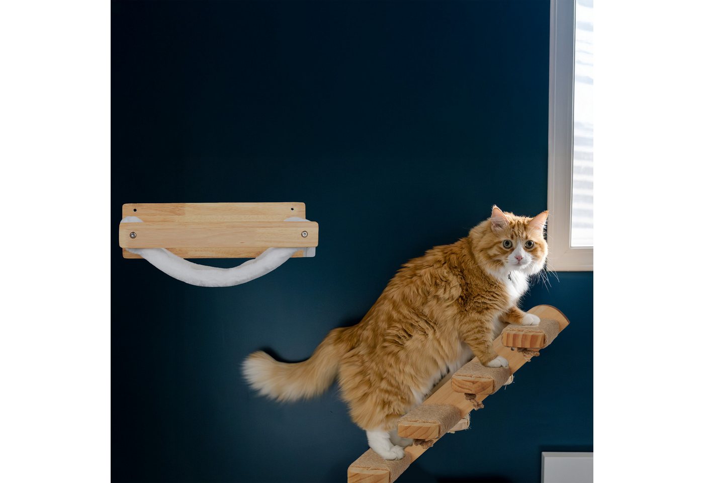 Thumbnail - relaxdays Katzen-Kletterwand Katzentreppe Wand mit 4 Stufen