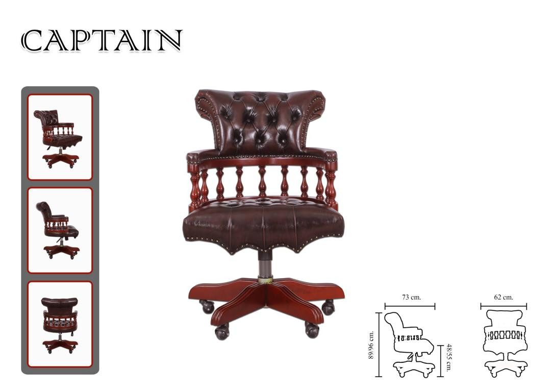 Salottini Bürostuhl Chesterfield Bürostuhl "Captain I" Lederstuhl Stuhl Salottini