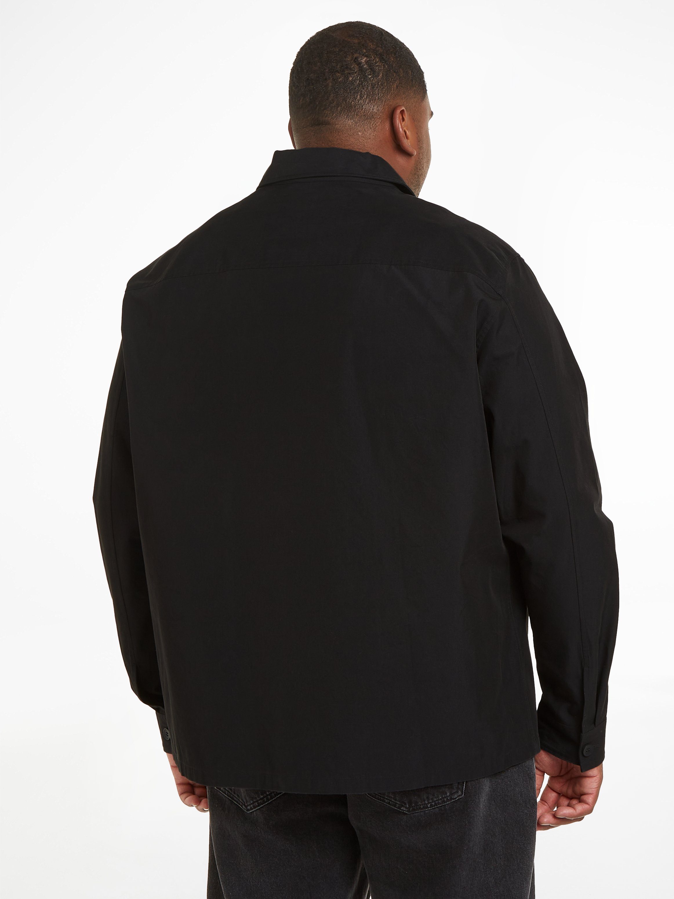 Calvin Klein Big&Tall Langarmhemd BT_COTTON OVERSHIRT Knopfleiste NYLON mit Black Ck