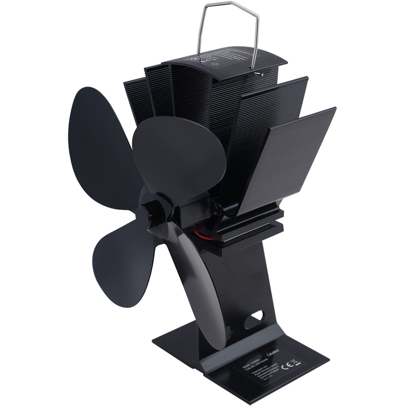 Casativo Kaminventilator Kaminventilator Stromlos Alu Ofen-Lüfter 4-flügelig Leise 1er&2er-Set, Automatischer Start ab 65°C/Rotorumfang 19 cm/ca. 470g