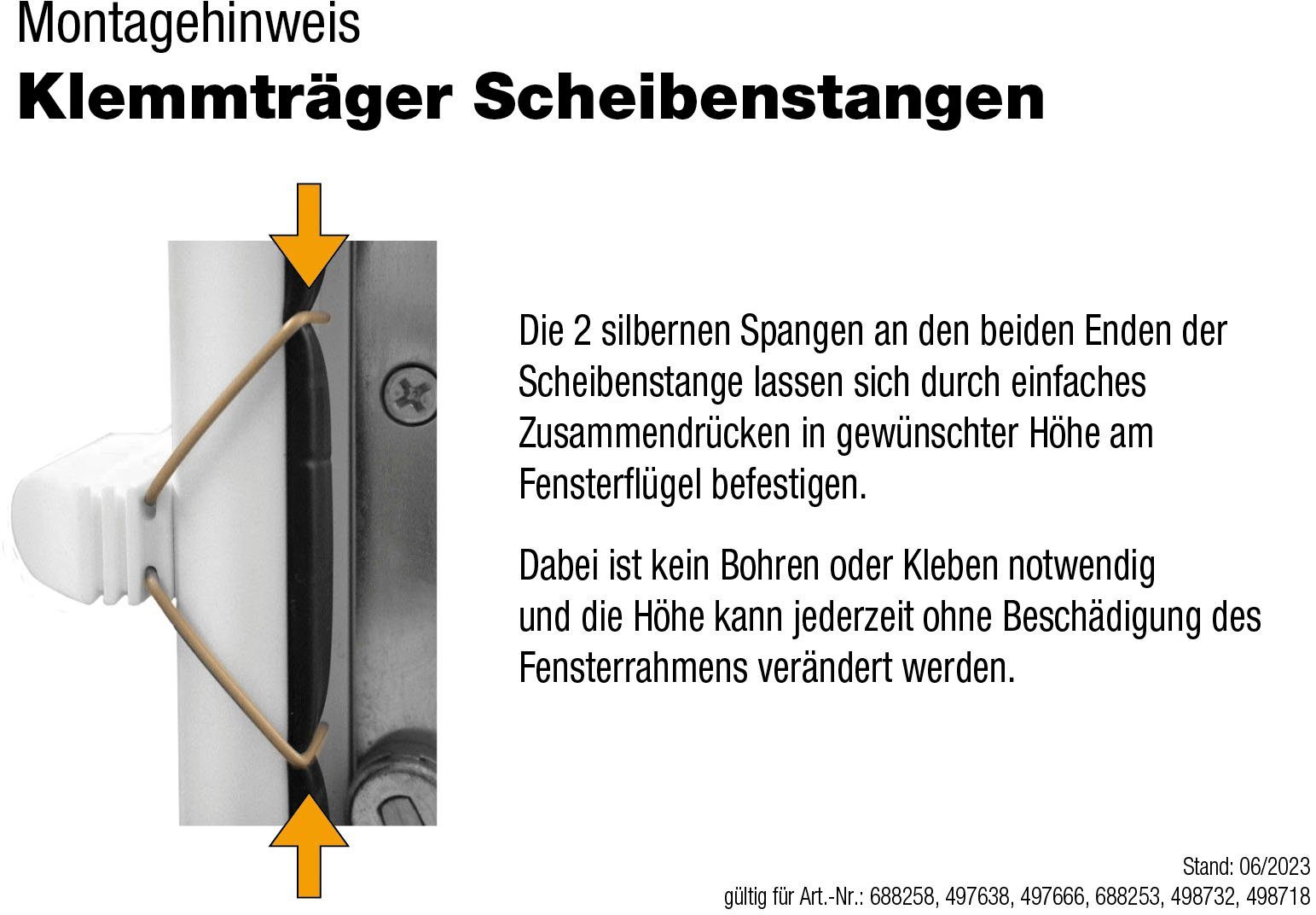 GARESA Scheibenstange ø 12 mm", Ø 12 mm, ausziehbar, ohne Bohren, geklemmt, Montage am Fensterrahmen, ausziehbar, Klemmfunktion, ohne Bohren