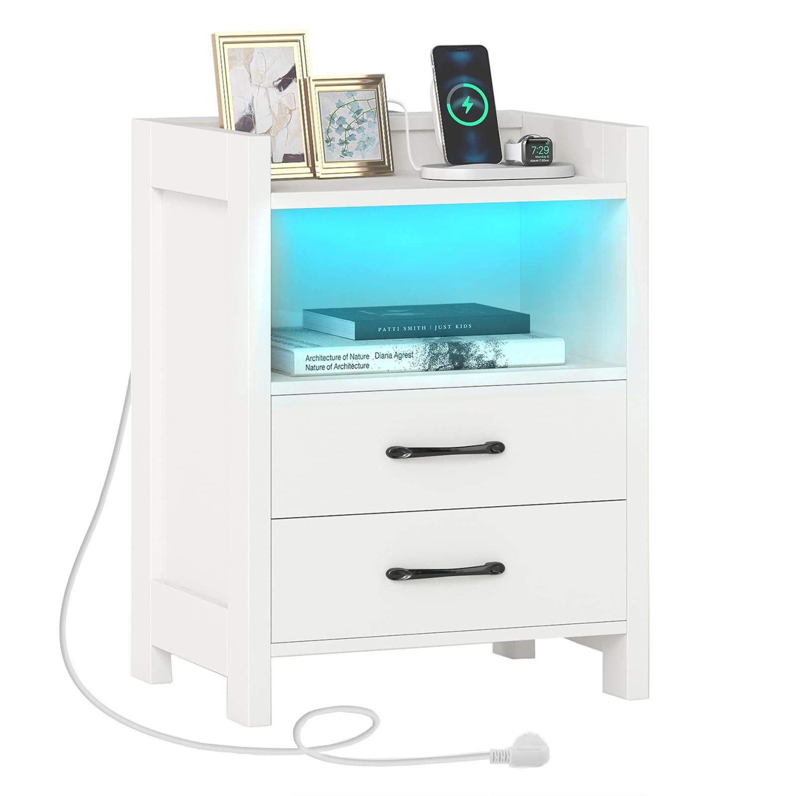 COSTWAY Nachttisch (1-St), Nachtschrank, Beistelltisch, Sofatisch, mit 2 Schubladen