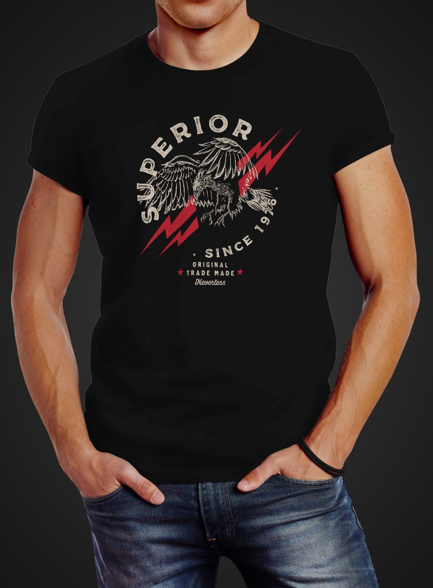 Neverless Print-Shirt Herren T-Shirt Superior Eagle günstig online kaufen