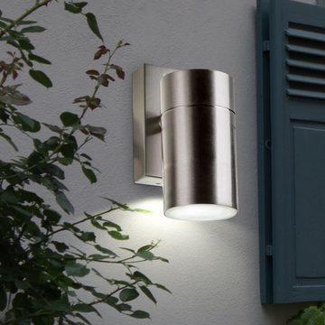 etc-shop Außen-Wandleuchte, Leuchtmittel nicht inklusive, Wandlampe Hauswandleuchte Außenlampe Edelstahl Gartenlampe 2er Set