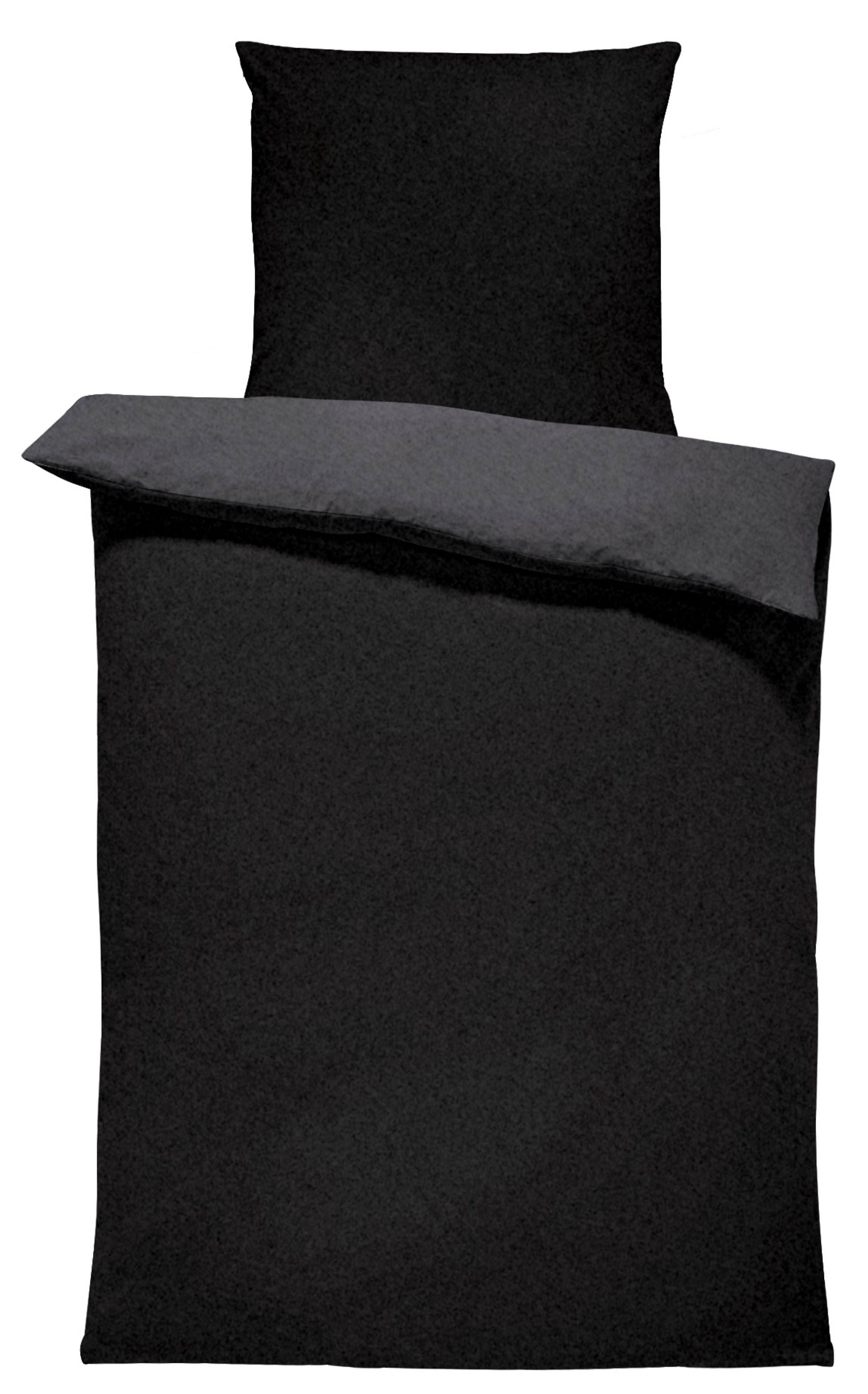 One Home Bettwäsche Doubleface Unifarben, Fleece, 4 teilig, Wende modern, kuschelig flauschig warm weich Winter Normalgröße