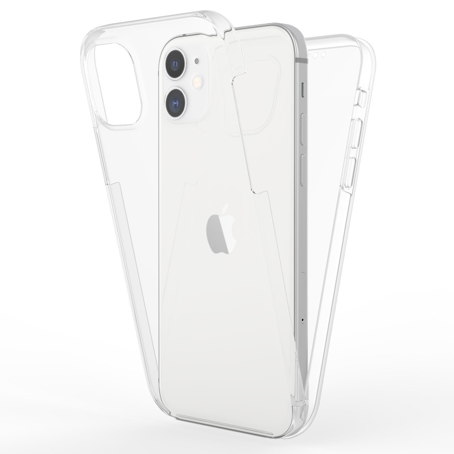 Nalia Smartphone-Hülle Apple iPhone 12 Mini 13,7 cm (5,4 Zoll), Klare 360 Grad Hülle / Rundumschutz / Transparent / Displayschutz Case