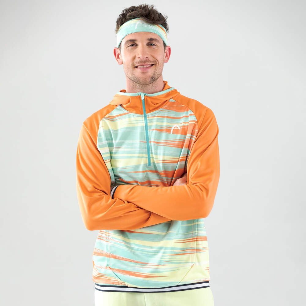 Head Kapuzenpullover Hoodie mit Kapuze Topspin (100% Polyester) pastellgrün/orange Herren