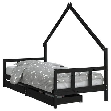 vidaXL Kinderbett Kinderbett mit Schubladen Schwarz 90x200 cm Massivholz Kiefer