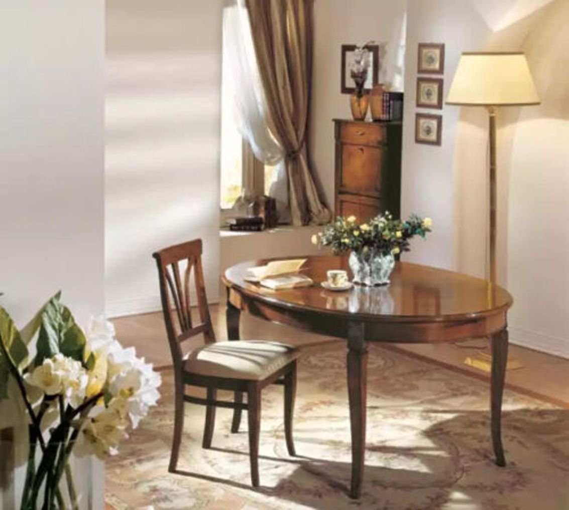 JVmoebel Esszimmer-Set Klassische Esstisch 4x Stühle Esszimmer Garnitur 5tlg. Set Oval Tisch, (5-St., Esstisch + 4x Stühle), Made in Italy