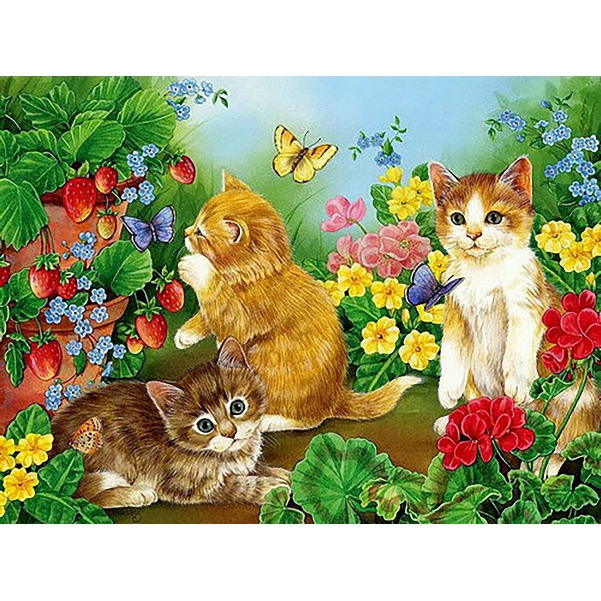 Pracht Kreativset PRACHT Diamond Painting Kätzchen in Blumenwiese 40x30cm