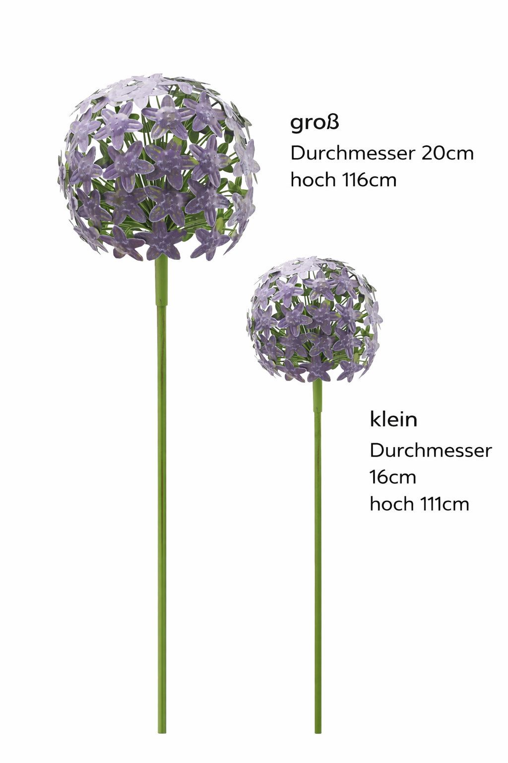 finehomegarden Gartenstecker Pflanzstecker Allium purple 2erSet "ArtFerro" Metall Ø16,2cm + Ø20cm (2-St) Beetstecker Gartenstecker Blütenkugel Gartendeko Stecker/ Paket