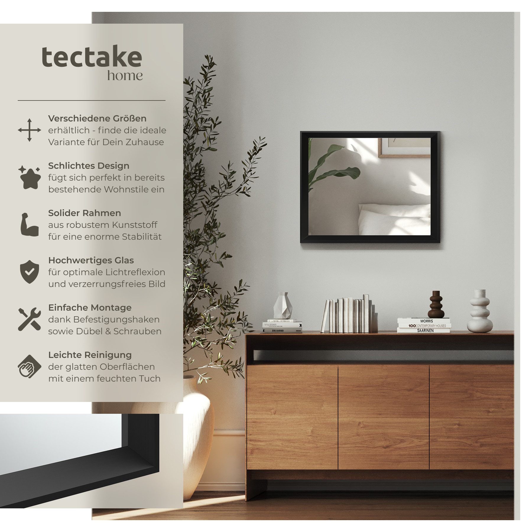 tectake Wandspiegel Rechteckiger Wandspiegel, 40,6 x günstig online kaufen