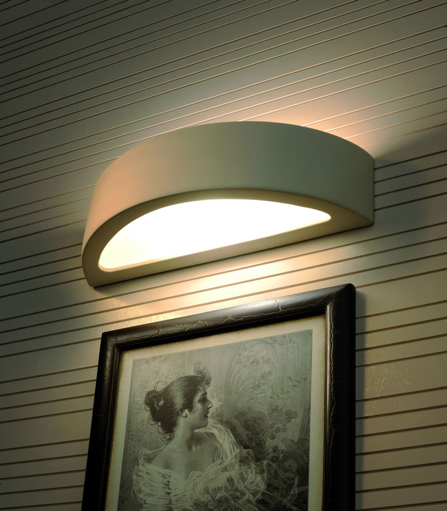 Licht-Erlebnisse Wandleuchte KERAMIKLEUCHTE, ohne Flur Weiß Keramik bemalbar Lampe Wand Gipslampe Hotel Leuchtmittel