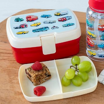 Rex London Lunchbox mit herausnehmbaren Fach Road Trip (Autos), Kunststoff, BPA-frei, (mit Clipverschluss, ca. 17 x 13 x 7,5 cm), Snack Obst Behälter Dose Box
