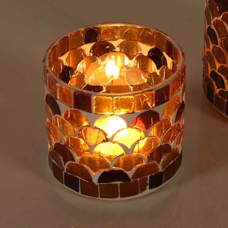 Casa Moro Windlicht Orientalisches Mosaik Windlicht Athen Gelb aus Glas handgefertigt (Boho Teelichthalter Kerzenständer Kerzenhalter, Glaswindlicht in den Größen S und M oder 2er Set bestellbar), Ramadan Dekoration Tisch Deko