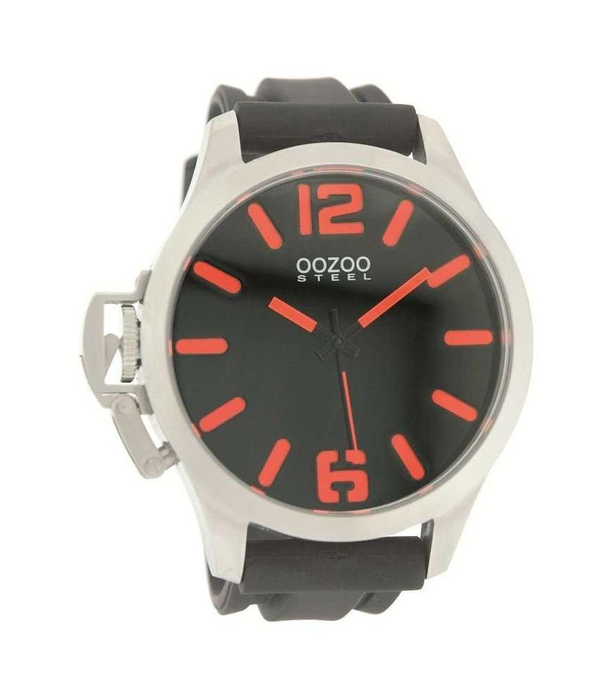 OOZOO Quarzuhr »Oozoo Steel OS0053 XXL Herrenuhr schwarz/orange,  Lederarmband, 50mm« online kaufen | OTTO