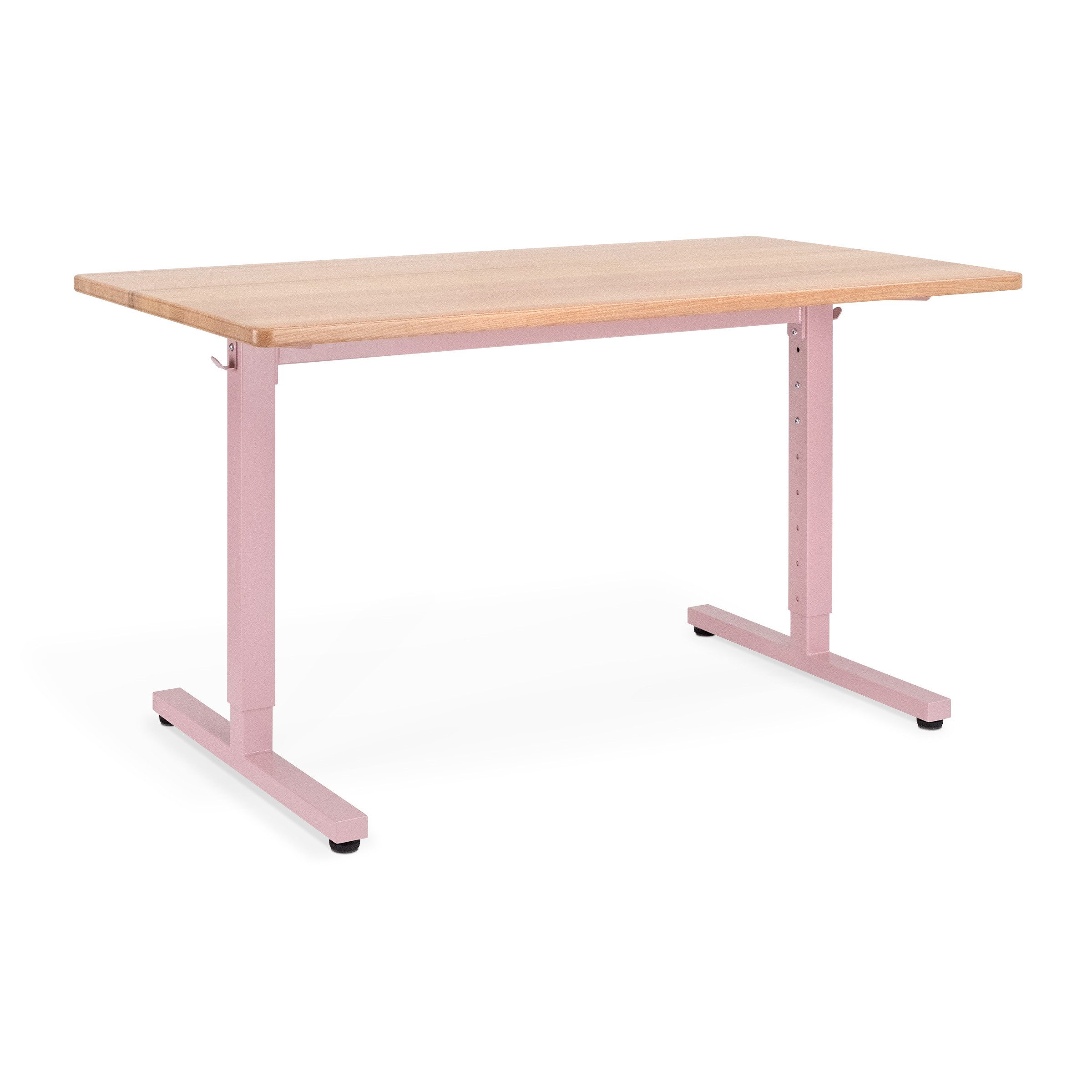 Ehrenkind Schreibtisch höhenverstellbar für Kinder und Erwachsene (mit Massivholzplatte & Stahlgestell, langlebig, Tischplatte aus massivem Buchenholz), mitwachsend & zeitlos