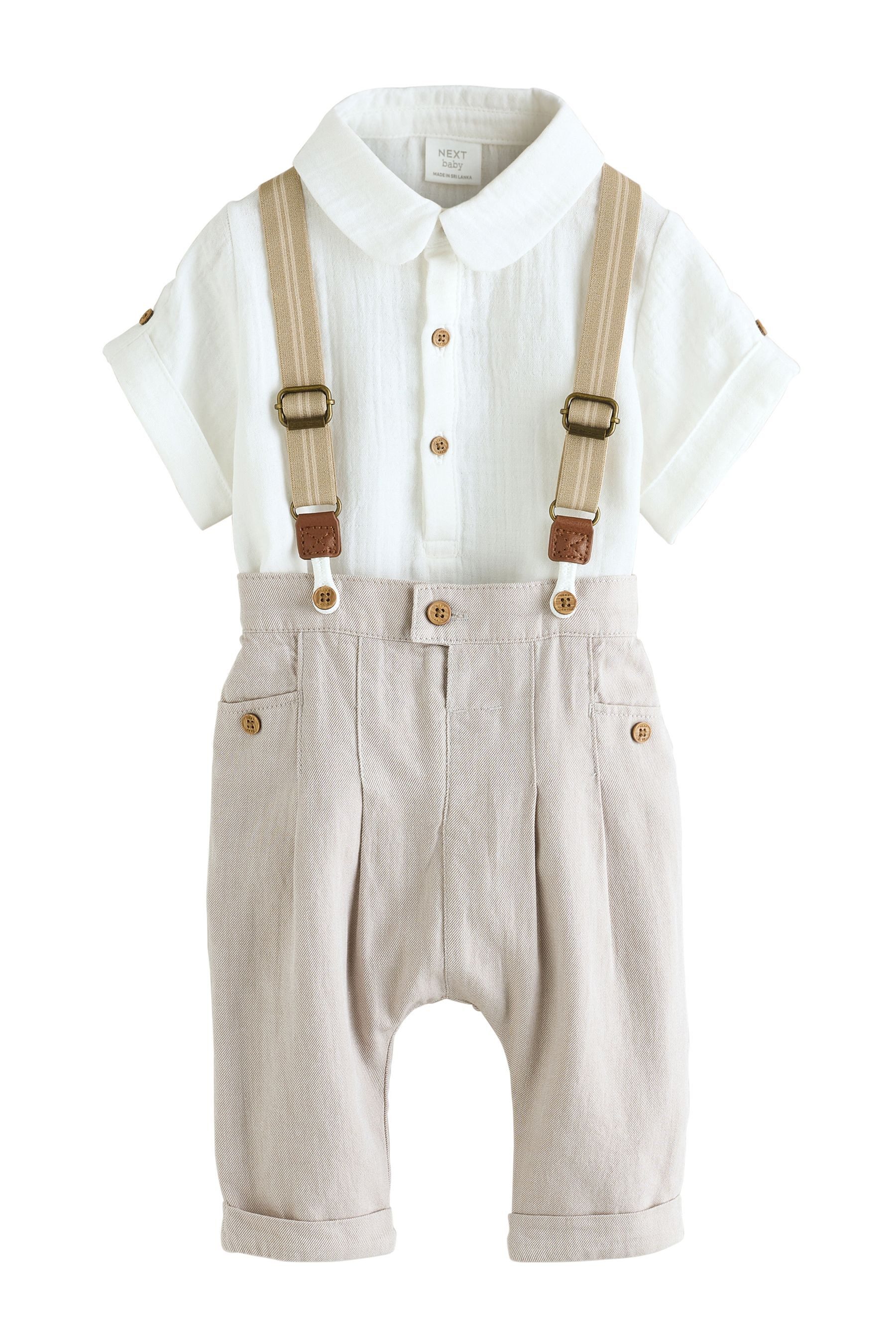 Next Hemd & Hose 3-teiliges Baby-Set mit Hemd, Hose und Hosenträger (3-tlg)