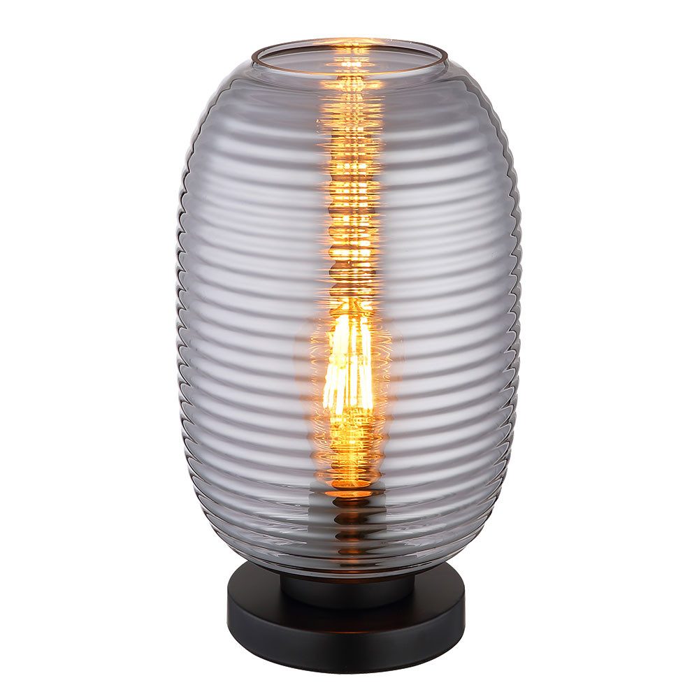 GLOBO LIGHTING LED Tischleuchte, Leuchtmittel inklusive, Warmweiß, LED Tischleuchte Tischlampe Wohnzimmerlampe Glas rauchfarben H 34,5 cm