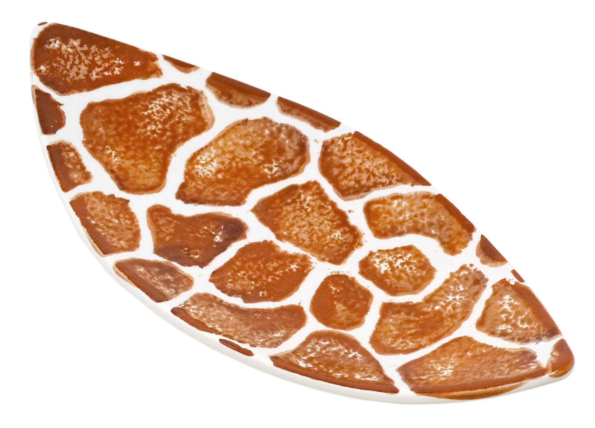 Lashuma Servierplatte Giraffe, Keramik, Salatschale oval 28x13 cm, Tiefer Dekoteller