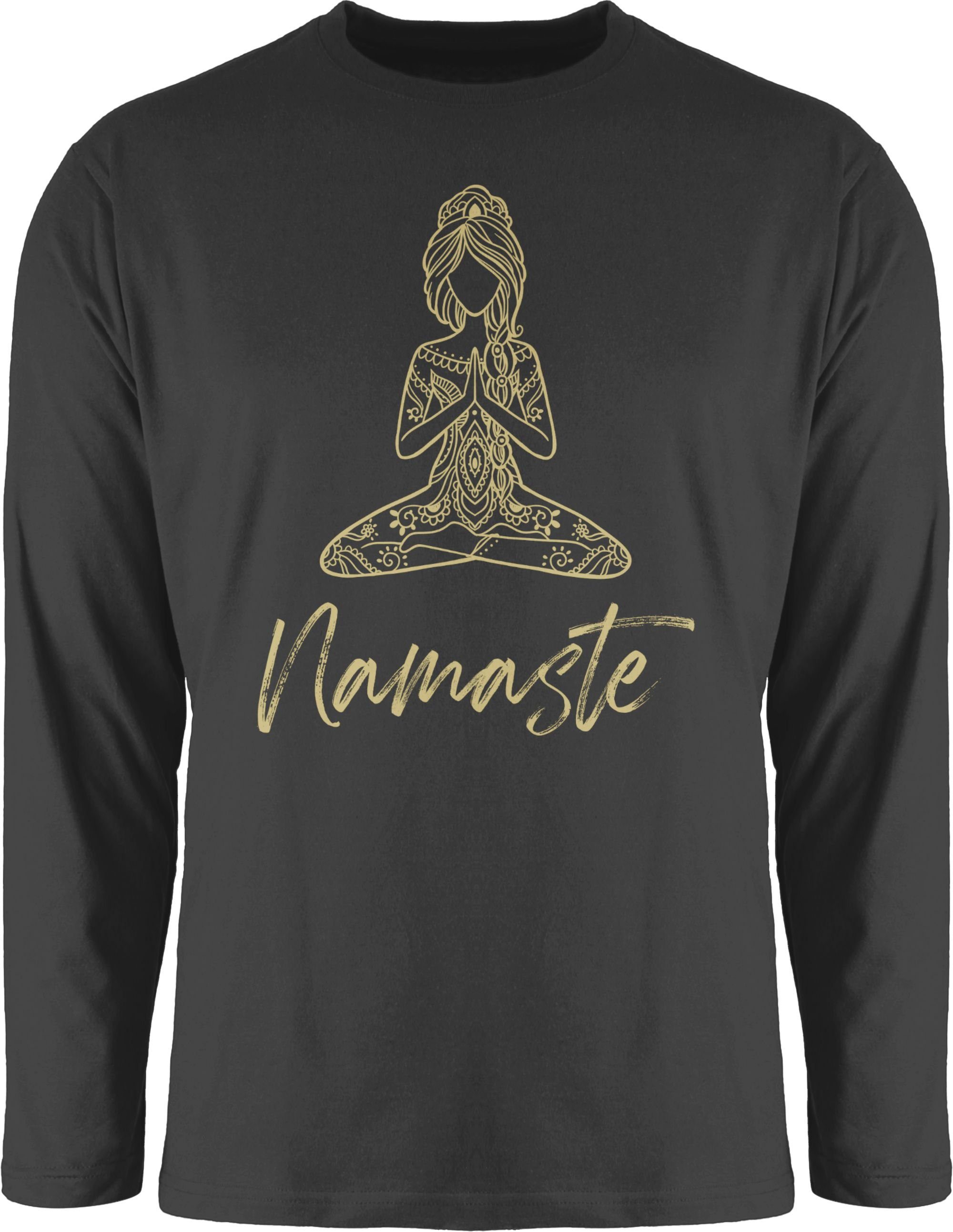 Shirtracer Rundhalsshirt 1 Mandala Meditation Yoga Schwarz Namaste Yoga