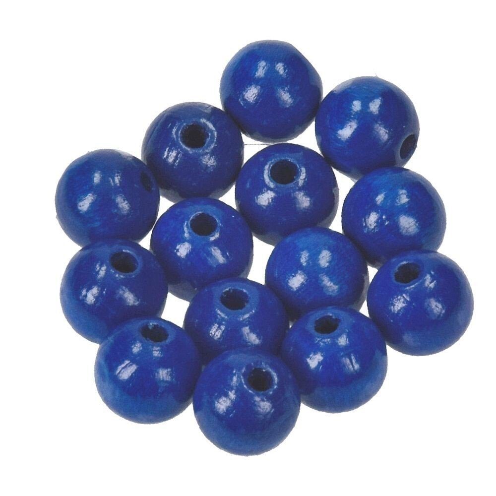efco Ремесленные бусы Holzperlen blau ca. 12 mm, Bohr ø 3,0 mm -Holz- lackiert, 1 Packung, (30-tlg), Bastelartikel / Holzartikel / Holzperlen lackiert